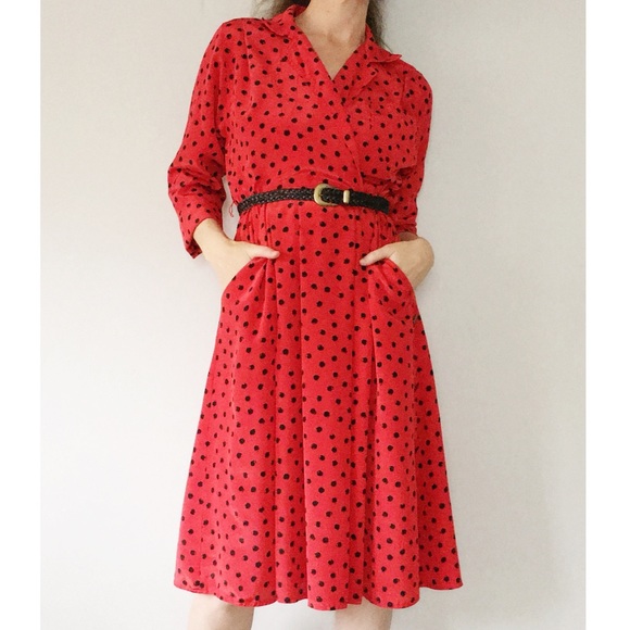 Vintage Dresses & Skirts - Vintage Leslie Fay Polka Dot Dress